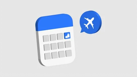 Animation of flight schedule plan reminder concept in 3d style calendar Video stock 234189402