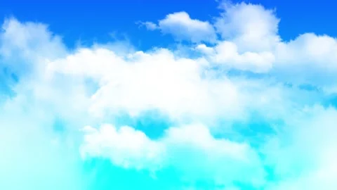 Animation of flight through the clouds with light and dark blue sky Stock Footage 173513262