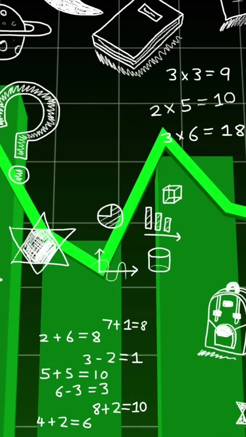 Animation of floating application icons drawing over multiple graphs against Stock Footage 344783057