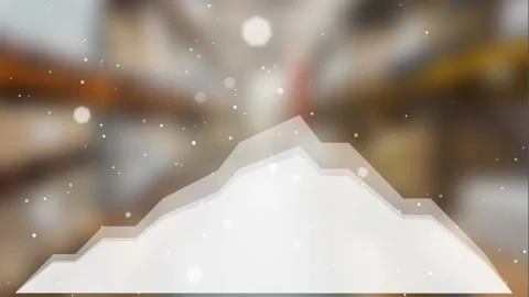 Animation of floating dots and looping mountains with warehouse in background Stock Footage 328974259