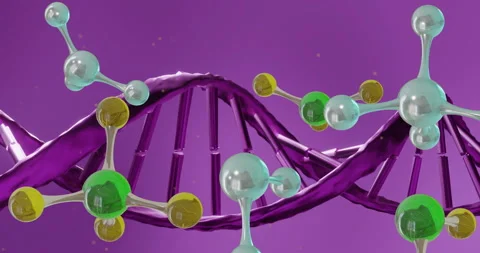 Animation of floating molecules over dna strand Stock Footage 267835190