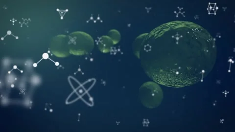 Animation of floating nucleotides and multiplying human body cells over abstract Video stock 247907639