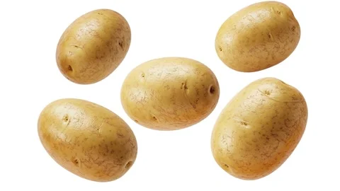 Animation of floating potatoes isolated on white Stock Footage 339340740