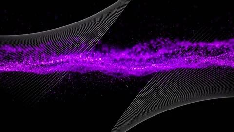 Animation of floating purple liquid over white parallel curved lines, moving on Video stock 157347261
