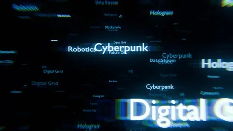 Animation floating sci-fi and technology terms Stock Footage 311856472
