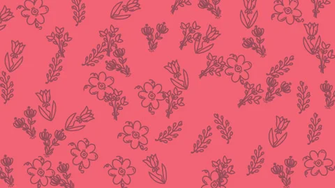 Animation floral pattern seamless background on a red background Stock Footage 318640306