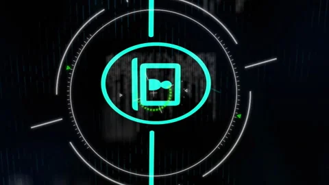 Animation of flowchart of icons and circles over computer language against black 스톡 동영상 313018027