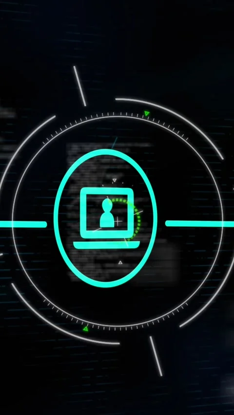 Animation of flowchart of icons and circles over computer language against black 스톡 동영상 320983475