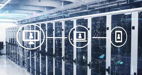 Animation of flowchart with mathematical equation and diagrams over connected Stock Footage 248504015