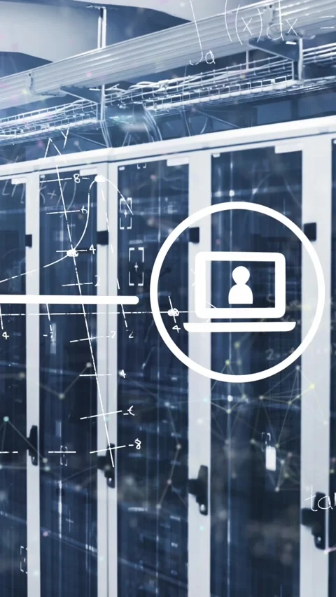 Animation of flowchart with mathematical equation and diagrams over connected Stock Footage 320983352