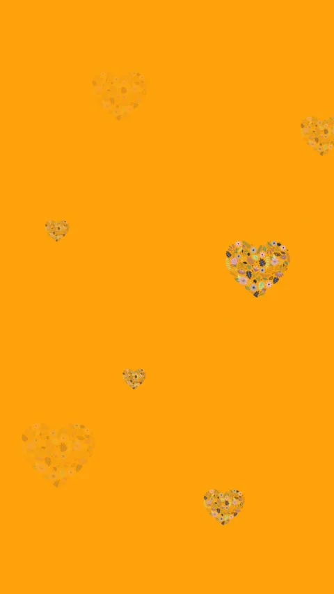 Animation of flower hearts moving in hypnotic motion on orange background Stock Footage 341918117