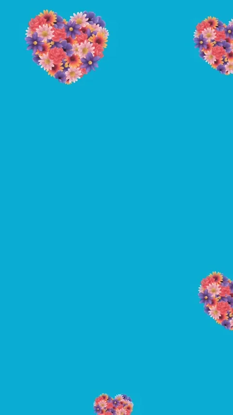 Animation of flower hearts moving in hypnotic motion on blue background Stock Footage 342136298