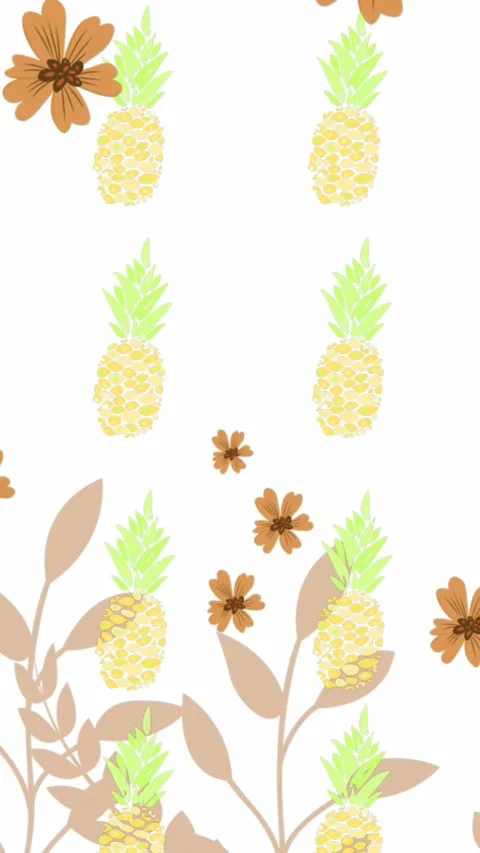 Animation of flower icons over pineapple icons and leaves Stock Footage 322210198