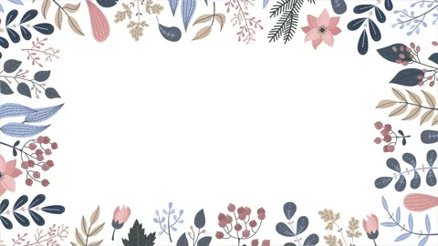 Animation of flowers and plants in winter colors. Space for text. Stock Footage 219045603