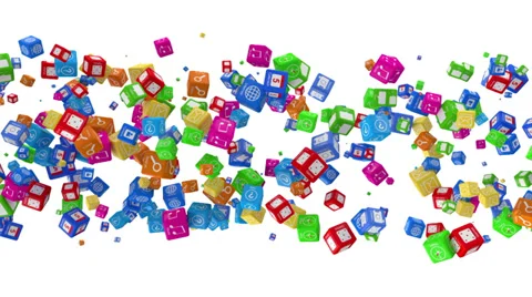 Animation of Flowing APP Cubes Stock Footage 33549578