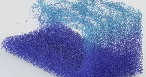 Animation of a fluid from a system of particles. 3D animation and rendering. Stock Footage 231479977