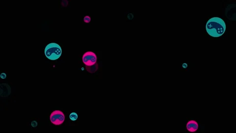 Animation of flying flickering particles form a game controller sign or joystick Stock Footage 152098800