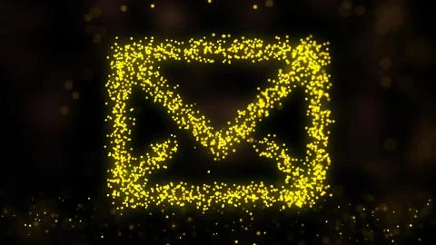 Animation of flying flickering particles form a mailing sign or message symbol Stock Illustration