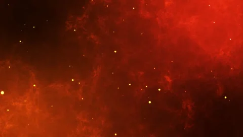 Animation of flying gold particles with a dark red smoke background Stock Footage 301680158