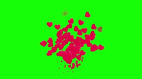 Animation of flying hearts assembled from small puzzles on a green screen. 4k 2d Stock-Footage 150533031