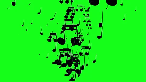 Animation flying musical Notes. Musical note streaming explosion Video stock 260084789