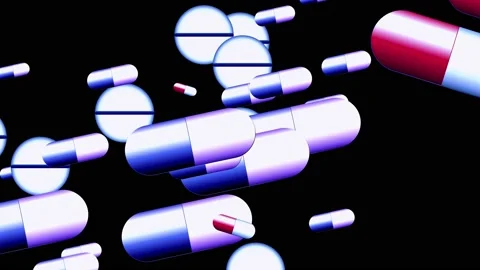 Animation with flying pills Stock Footage 161132425