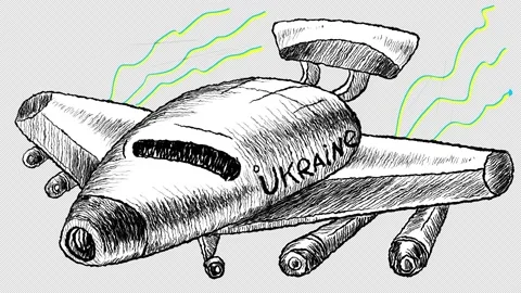 Animation of a flying plane with ribbons of the flag of Ukraine. Stock Footage 194460299