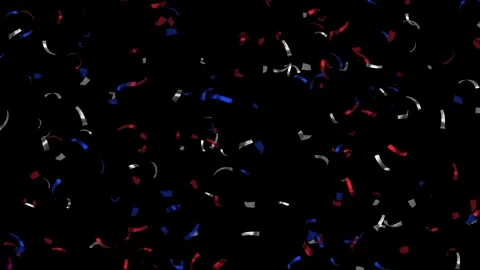 Animation flying red, white, blue confetti. Matte channel. Labor day.  Stock Footage 278834902