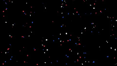 Animation flying red, white, blue confetti. Matte channel. Labor day.  Stock Footage 279876952