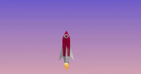 Animation of flying rocket against gradient background Stock Footage 234658294