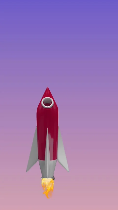 Animation of flying rocket against gradient background Stock Footage 343682579