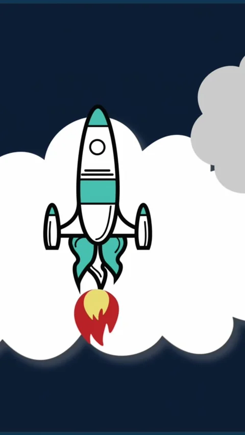 Animation of flying rocket over clouds against black background Stock Footage 321039252