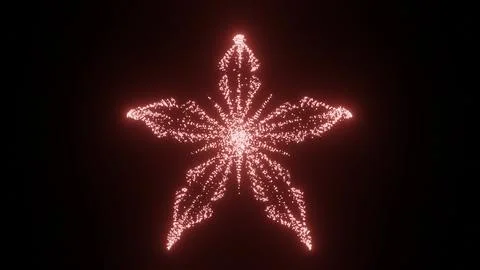 Animation of flying shimmering particles gathering into a red flower 3d Stock Illustration