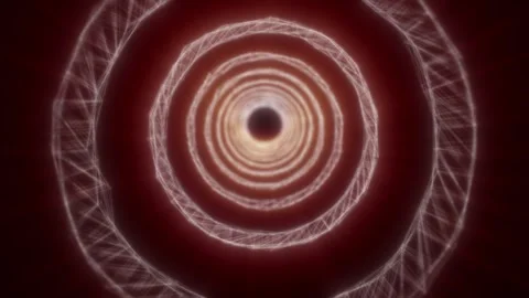 Animation of flying through a plexus ring with a glow. Futuristic space Stock Footage 265660502