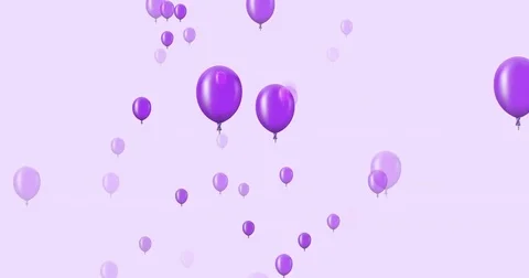 Animation flying violet balloons on a dark background. Stock Footage 83221180
