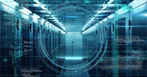 Animation of folder icon and digital data processing over computer servers Stock Footage 266318387