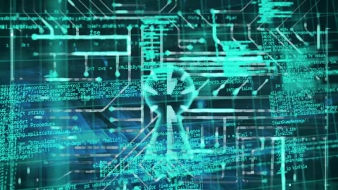 Animation of folder icons and security padlock icon against data processing over Stock Footage 330728398