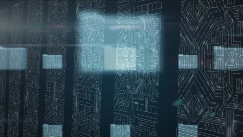 Animation of folders with computer processors in background Stock Footage 125859760