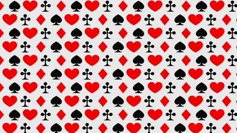 Animation of four playing card suits heart, spade, diamond and club shapes Stock Footage 255995955