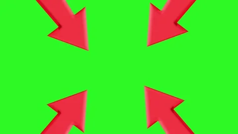 Animation of four red arrows pointing and moving inwards toward the center. 動画素材 317970346
