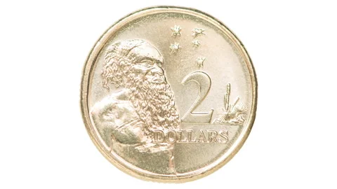 Animation frame of Australian coins close-up on white isolated background Stock Footage 148037155
