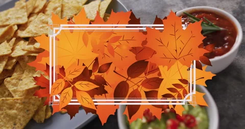 Animation of frame with fall leaves over... | Stock Video | Pond5