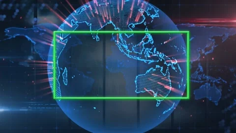 Animation of frame with globe and world ... | Stock Video | Pond5