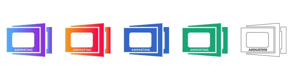 Animation Frame Icon Set in Five Styles 스톡 일러스트