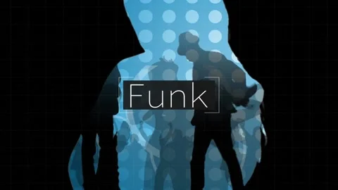 Animation of funk text over dancing people Stockbeeldmateriaal 159720191