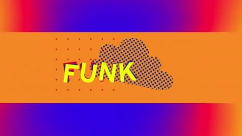 Animation of funk text over shapes on blue background Stock Footage 233201054