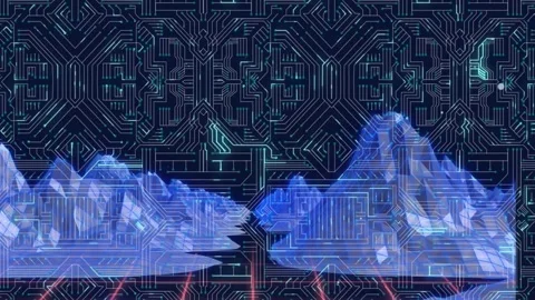 Animation of futuristic circuit board pattern with abstract blue geometric Stock-Footage 329423569
