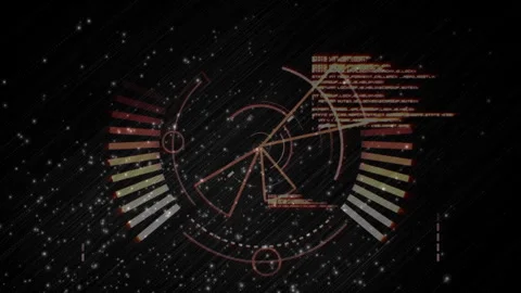 Animation of futuristic data interface with circular graphics over starry Stock Footage 303420315