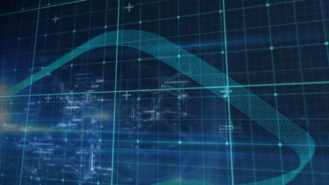 Animation of futuristic digital grid with abstract lines and data elements Video stock 303528507