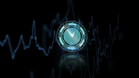 Animation of futuristic digital interface with circular design over line graph Stock Footage 303692733
